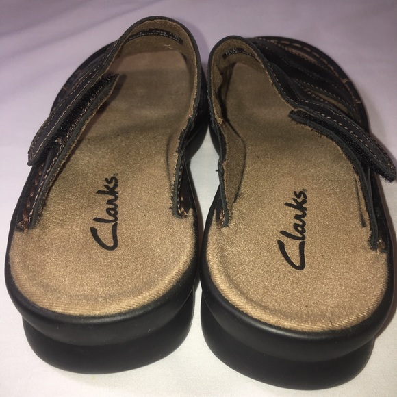 Clark’s Leather Slide Sandals Women’s Brown Sz: 7N - Picture 4 of 10